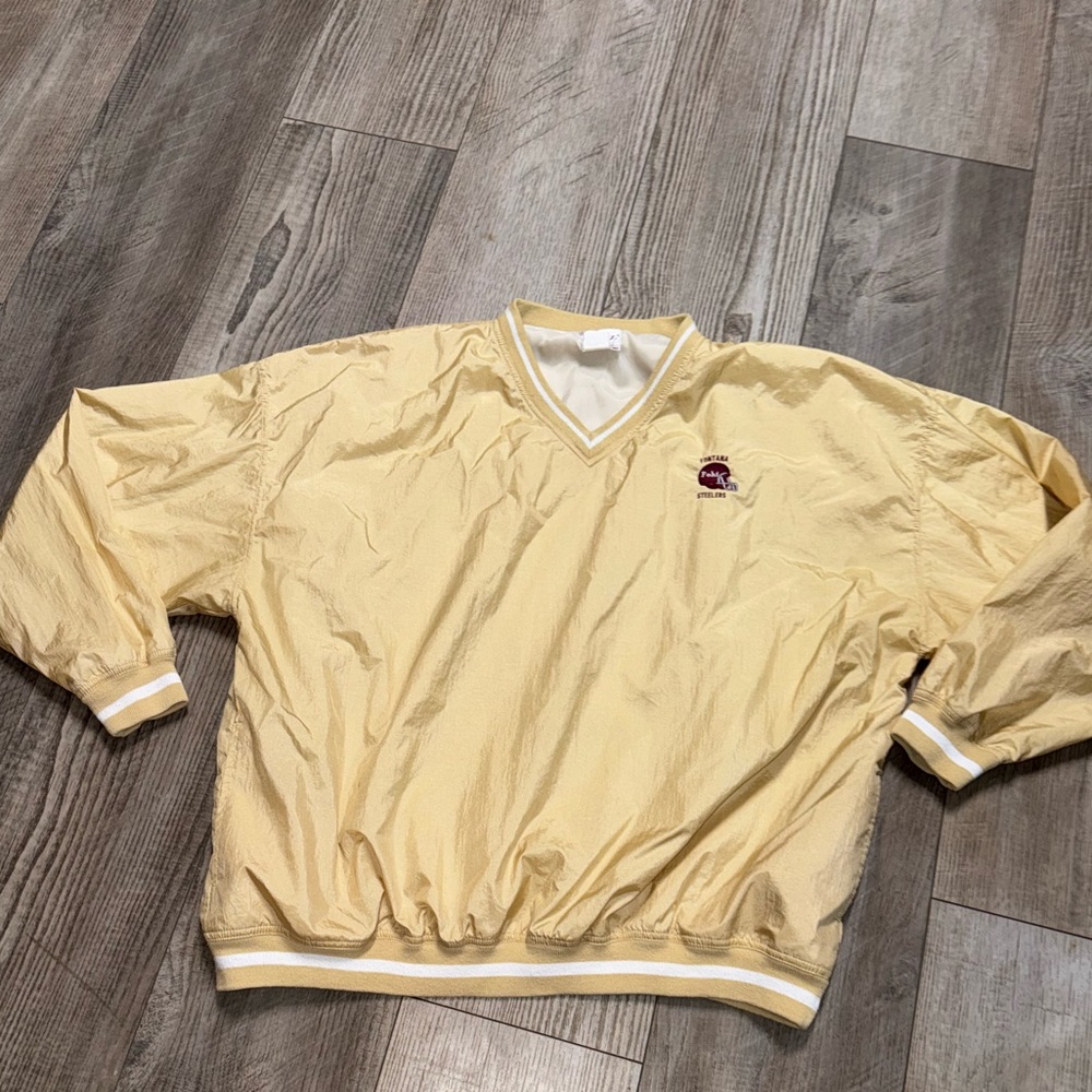Vintage Varsity lined football pullover Fontana HS gold yellow 60s/70s letterman